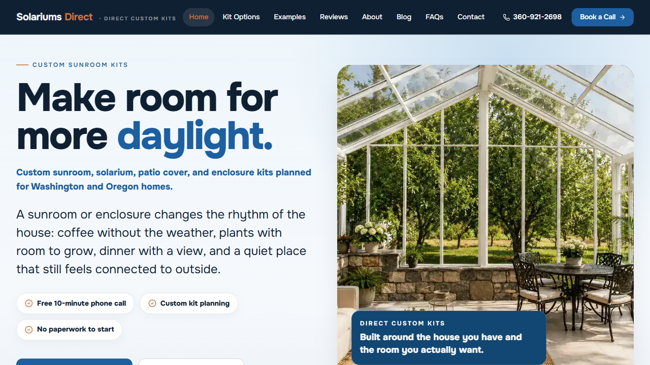 Solariums Direct website built by Verno Web
