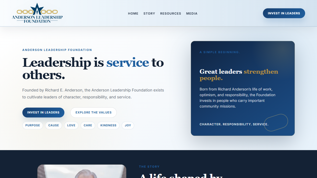 Anderson Leadership Foundation website built by Verno Web